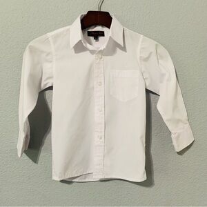 Kid’s Long Sleeve White Collared Buttondown Casual Preppy Party T-Shirt Size 5
